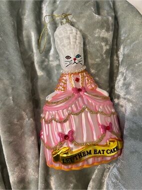 Pink and White Cat in Ball Gown Glass Ornament